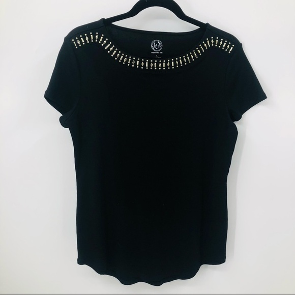 Westport 1962 women’s black top with gold accents studs size 14-16 - Picture 1 of 13